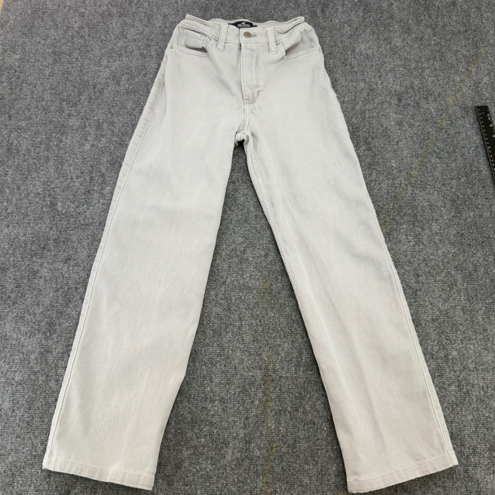 Hollister Ultra High-Rise Dad Jean Vintage Stretch Gray White Size 24R 00R
